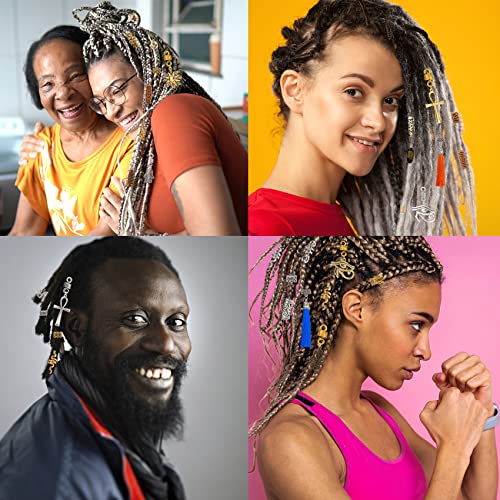 110PCS Retro Metal Dreadlock Accessories Hair Tube Beads Wooden-Like Beads Handmade DIY Tassel Hair Decoration Hair Jewelry for Locs Braids Men Women Hip-Hop Style