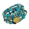 Women Beaded Bracelet Set | Colorful Boho Stackable Trendy Design with Crystal Accents Multilayer Bangle Bracelet | Fashion Stretch Braclets Jewelry for Women - color: Torquoise