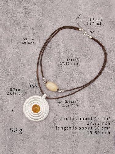 GelConnie Boho Necklaces for Women Cowgirl Necklace Stone Leather Cord Pendant Necklaces With Beads Long vintage Layered Choker Necklace - style: Chunky Pendant Boho