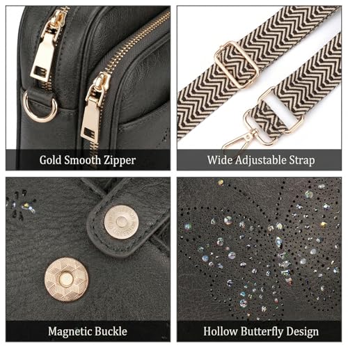 KITEVIUN Crossbody Bags for Women Leather Crossbody Purse Small Shoulder Phone Purse with Adjustable Strap & RFID Card Slots - color: 10-dark Gray