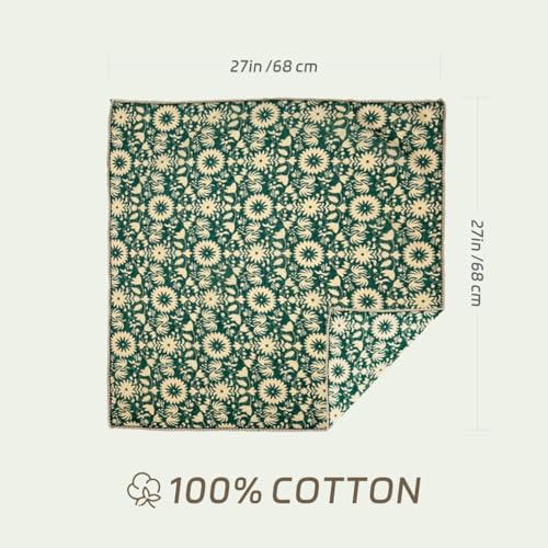 Cotton Bandana,Large Bandanas for Women,Head Coverings for Women,Head Scarf Handkerchief, Square Headband 27" x 27" - color: 27-04-sunflower-green