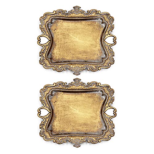 2 Pack Vintage Small Gold Ring Dish, Birthday & Wedding Gifts for Women，Wedding Ring Tray- 5.3 x 4.5 inches - color: Gold (2pack)