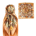 35 x 35 Women's Fashion Pattern Large Square Silk Like Hair Scarf Head Sleeping Wrap Satin Neck Bandana for Gift… - color: Big Cashew Camel