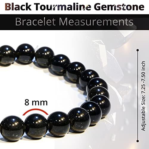 ANAYA AGATE Healing Crystal Bracelet for Women and Men – 8mm Round Beaded Bracelet for Men and Women – Unisex Stretchy Gemstone Bracelet for Healing and Protection - color: Black Tourmaline