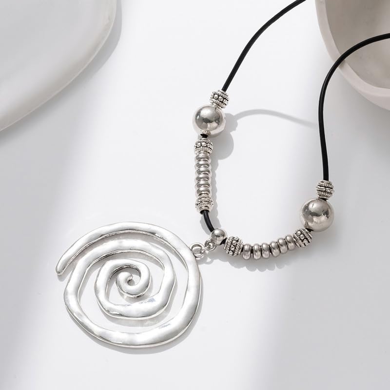 Bohemian Vintage Pendant Necklace Aesthetic Boho Chunky Adjustable Stacked Necklace for Woman Ethnic Tribal Jewelry - style: Bohemian 3