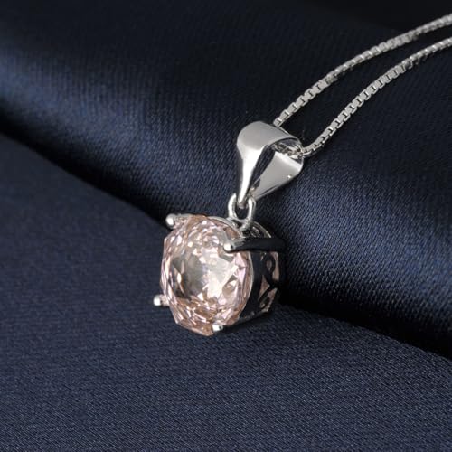 2ct Octagon Cut Morganite & Pink Cubic Zirconia Pendant Necklace - 18 inches 925 Sterling Silver Box Chain for Women, Gift Ready Jewelry