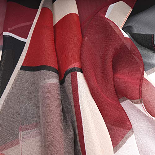 YOUR SMILE Ladies/Women's Lightweight Floral Print/Solid Color mixture Shawl Scarf For Spring Summer season - color: Check/Red Black