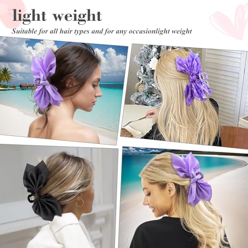 Bow Claw Clips Bow Hair Clips 3PC Purple Big Hair Bows for Women Butterfly Styling Large Hair Clips for Thick Hair for Girls Hair Accessories for Teen - color: 3PC-Purple