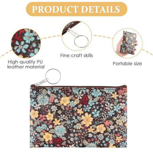 Amabro Small Coin Purse for Women, Boho Wallet Coin Bag with Keychain Zipper Pouch Change Wallet Cash Lipstick Storage(Black) - color: Black