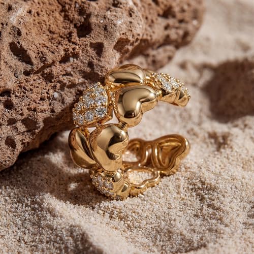 MEVECCO Ear Cuffs Non Piercing For Women 18K Gold Plated Turquiose Pearl Zircons Ear Cuff Earring Clip on Cartilage Fake Hoop Earrings Stack Jewelry Gifts - style: Heart