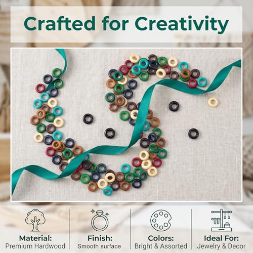 Pndeyo 80pcs Wooden Beads for Crafts, Round Large Hole Natural Wood Hair Beads, Colorful Wooden Spacer for Necklace Bracelet DIY Craft Handmade Decor- 8 Colors - color: 8 Colors-80pcs