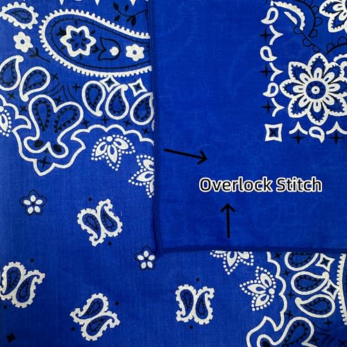 Bandana Single Pack Soft Thin 27 inch Cotton Paisley Extra Large Headwear - color: Royal Blue