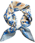 Saiusloa Neck Scarf For Womens Silky Head Scarves Hair Bandanas Square Scarf Fashion Accessories lightweight - color: 11-star Edge Blue Leaf