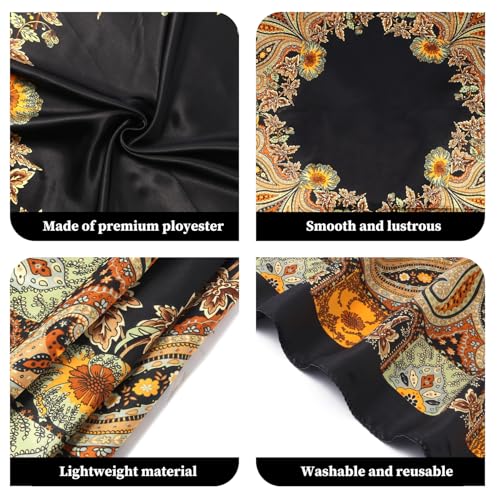 3 Pcs Satin Head Scarves for Women - 35" Satin Hair Scarves Large Square Silk Like Scarves & Bandanas - color: Black,beige,red