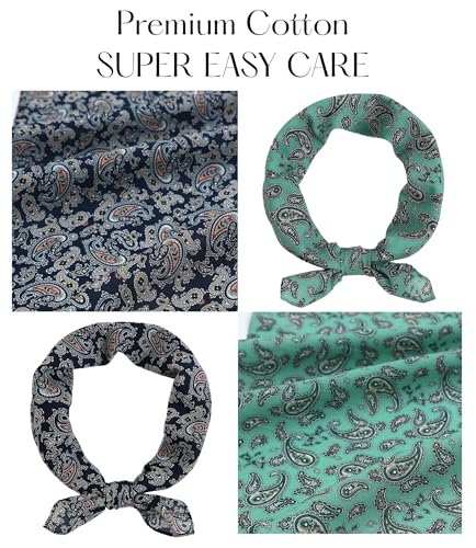 21"x21" Soft Cotton Bandana for Men and Women Unisex Head Wrap Scarf Headband Face Mask for Outdoor - color: Qm2-green&blk Paisley