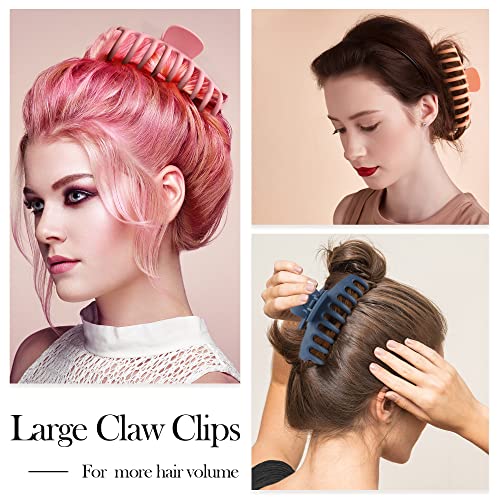 4.3 Inch Large Hair Claw Clips for Thin Thick Curly Hair Big Matte Hairclips Banana Strong Hold Jaw Clip Fashion Hair Accessories for Women and Girls (Nonslip, 8PCS) - color: A-Colorful Claw