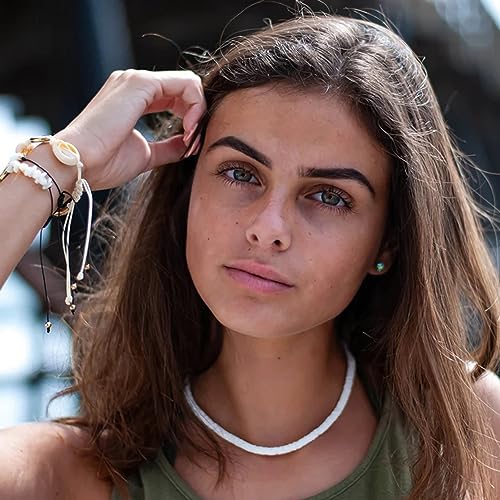 CANEVINKA Bohemian Beaded Choker Necklace 18K Gold Plated Bead Pendant Necklace Vintage Handmade Jewelry for Women - style: Puka Shell