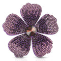 2.9 Inches Created Crystal Hibiscus Hawaiian Flower Hair Clips for Women | Boho Braids Artificial Flower Clips for Hair - color: Purple