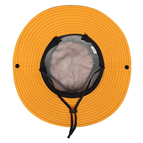 Womens Summer Sun Hat Beach Hat Wide Brim Outdoor UV Protection Hat Foldable Cool Mesh Ponytail Bucket Hat - color: Yellow-brown