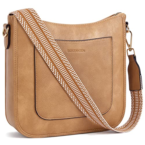 BOSTANTEN Crossbody Bags for Women Trendy Vegan Leather Guitar Strap Purse for Spring Travel - color: A03-tan