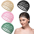 Geyoga 4 Pieces Mesh Crochet Hair Net Rayon Knit Snood Hat Thick Short Women Hairnet Snoods Cover Ornament for Sleeping(Black, Green, Pink, Beige) - color: Black, Green, Pink, Beige