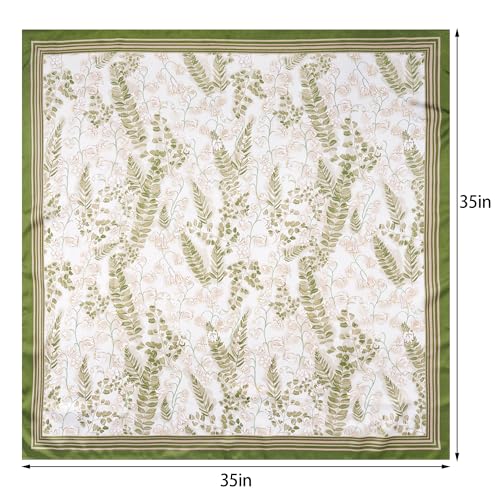 Pistha Head Scarf Bandana for Women, Satin Scarf for Hair, Large Square Silk Bandana Headscarf for Women and Men 35 Inch - style: Flower-light Green