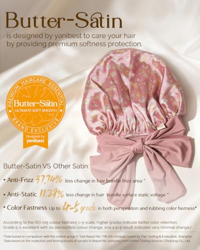 YANIBEST Adjustable Satin Bonnet for Sleeping Women Double Layer Hair Wrap Reduce Friction Prevent Frizz Natural Curly Hair - color: Flowers