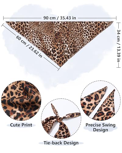 AWAYTR 3Pcs Hair Bandanas Head Kerchief for Women Girls Tie-Back Boho Hair Scarf Headband Bandana Triangle Head Scarf - color: Khaki + Black + Leopard Brown