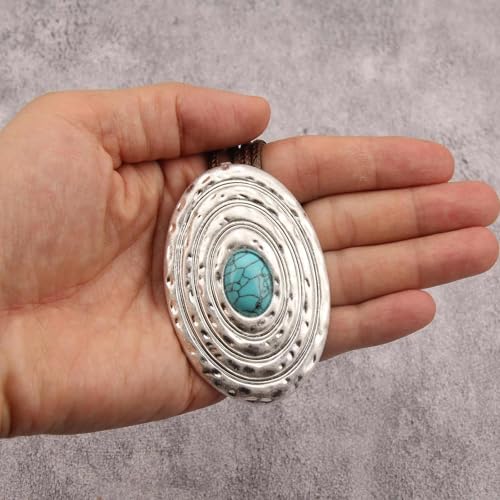 JAOYU Boho Necklace for Women Large Pendant Necklace Boho Long Choker Leather Gold Necklace Vintage Earthy Jewelry Trendy - style: Long Casual Necklace