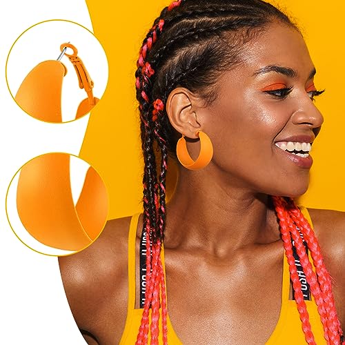 Sasylvia 16 Pairs Colored Hoop Earrings for Women Matte Colorful Hoop 80s Retro Neon Summer Drop Earrings - style: C Style