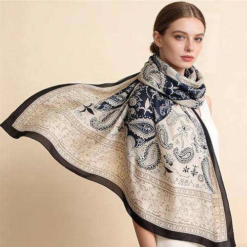 Silk Scarf Mulberry Silk Fashion Scarves Long Lightweight Shawl Wrap … - color: W16