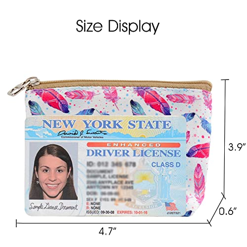 Women and Girls Cute Fashion Coin Purse Wallet Bag Change Pouch Key Holder - color: Colorful Feathers