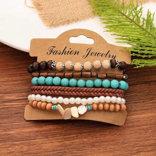 Long tiantian Western Turquoise Beaded Bracelet Set for Women Stackable Cowgirl Bracelets Boho Concho Jewelry Country Concert Rodeo Outfit Accessories Gifts - color: E2:western wooden dress