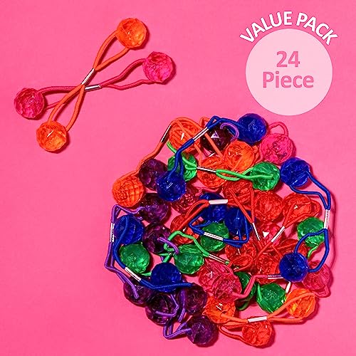 24pc Ponytailers Ponytail Balls Hair Elastics, 16mm-Value Pack | Diamond-Cut Gem-Shaped Bright Multicolored Twin Hair Beads Bauble Hair Ties Ponytail Holders, Toddler Kids Hair Ties,- Pack - color: FACETED