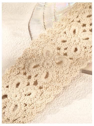 OYOANGLE Women's Boho Crochet Knit Hair Band Vintage Head Wrap Hair Bandanas Head Kerchief Beige One-Size - color: Beige