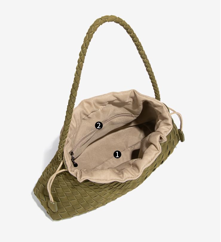 Woven Hobo Bags for Women Suede Woven Tote Bag Trendy Bucket Purse Underarm Shoulder Bag Vintage Tote Handbag Clutch Purses - color: Suede-brown