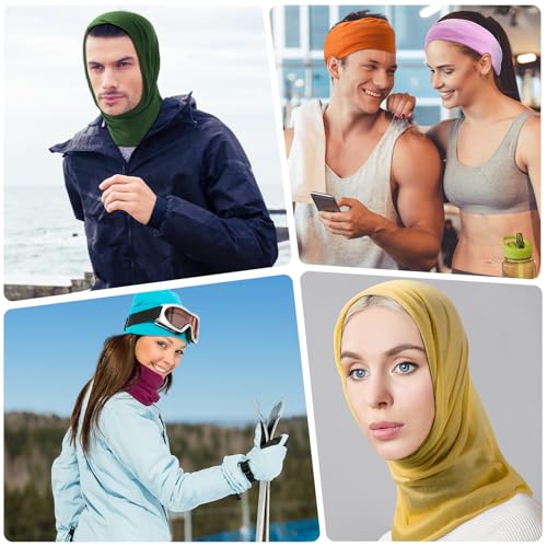 Jiuguva 26 Pcs Neck Gaiter Men Face Mask Headband Boho Head Wrap Headwear Bulk Hiking Seamless Neck Scarf Skull Bandana Women - color: Light Color, style: Basic Style