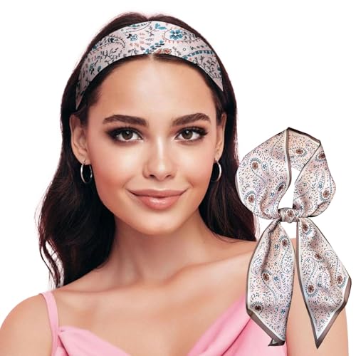 Sumolux Head Hair Scarf for Women Neck Purse Bag Handbags Scarf Like Silk - color: Pink New Cashew