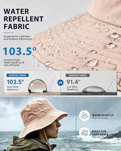 Water-Resistant Sun UPF 50+ Bucket Hat Protection Packable Brimmed Boonie for Women Men Summer Lightweight Hiking Outdoor Cap - color: Dusty Rose