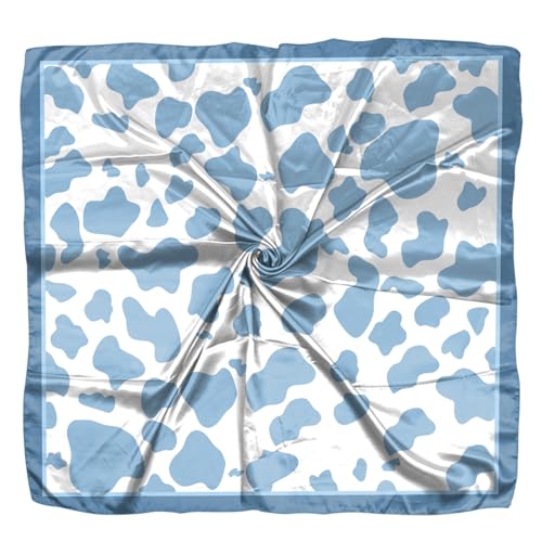 Scarf Silk Feeling Square Satin Head Hair Scarf Wrap 27.5 Inches Headwear Aesthetic Cute Decoration Women Girls - color: V-6-blue