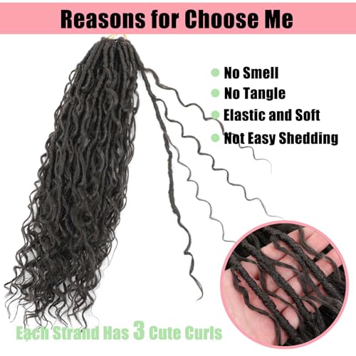 Goddess Locs Crochet Hair 7 Packs Bohemian Faux Locs Pre-Looped Braids, Boho Goddess Soft Locs Crochet Hair with Curly Ends Hair Extensions for Women (4#, 18 Inch) - color: 4#, size: 18 Inch
