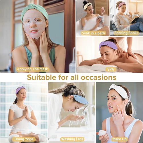 DiyJibb Headbands for Women Girls - 6PCS Stylish Top Knotted Headbands - Knotted Headband for Women - Head Bands Wide Hairband Hair Accessories - color: Light purple, light yellow, light green, light blue, light pink, white