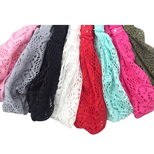 DRESHOW 8 Pack Headbands for Women Yoga Knotted Headbands Elastic Criss Cross Hair Accessories Sports Head Wrap Non Slip - color: U8 Pack Lace Wide Headband a