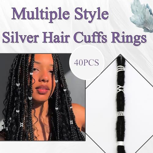 40PCS Hair Jewelry for Braids Silver Hair Cuffs Rings Multi Shape Loc Dreadlock Beads Adjustable Braid Accessories for Women and Girls - color: Gold-6