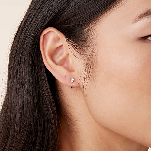 PAVOI 925 Sterling Silver Huggie Half Hoop Earrings | Hypoallergenic Minimalist Tiny Cartilage Earring - style: Pear