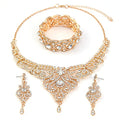 Hapibuy Crystal Wedding Jewelry Set Necklace Earring Set For Women and Brides Rose Gold and Silver Bridal Statement Jewelry sets - color: Gold necklace earrings bracelet