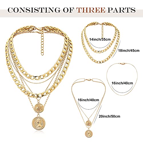 MJartoria Gold Layered Necklaces for Women Trendy Retro Birthflower Coin Pendant Necklace Dainty Chunky Chain Choker Necklaces for Jewelry Birthday Gifts - color: Golden, style: August Birthflower