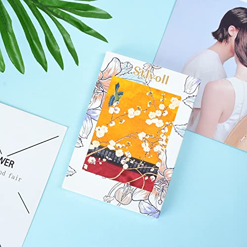 Stlvoll 100% Silk Head Scarf for Women - 27" Hair Scarves Satin Bandanas Square for Night Sleeping with Gift Packed - color: Red/Yellow/Flower