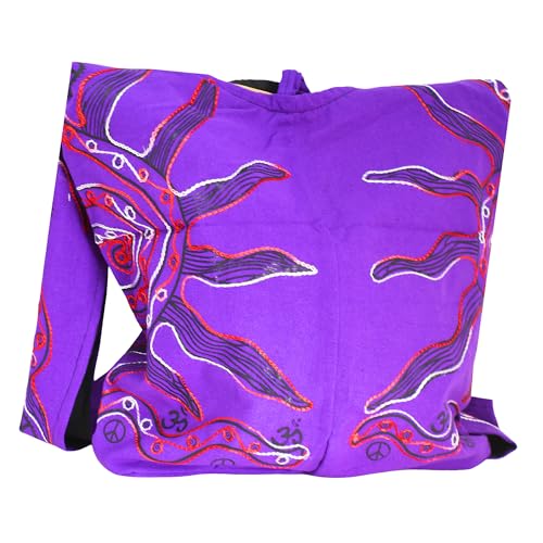 Mandala Crafts Hippie Bag, Large Boho Hobo Purse for Women, Crossbody Shoulder Sling Bags for Indie Style Bohemian Accessory - style: Purple Color Sun