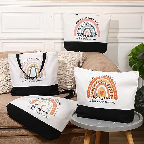 Sieral 10 Pcs Teacher Appreciation Gift Rainbow Canva Teacher Tote Bags Pack Retirement Thank You Reusable Bag Women Summer(Awesome) - style: Awesome